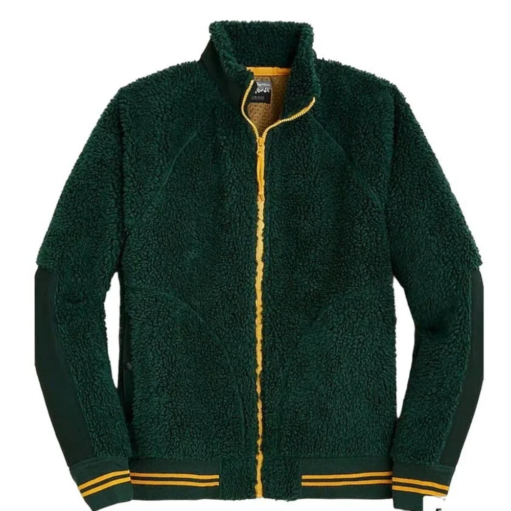 New J.Crew Men’s Nordic Sherpa Fleece Green All-Weather Jacket Coat Med Madewell